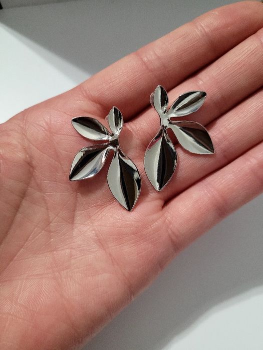 Kolczyki srebrne listki pół kwiatki NOWE ZARA