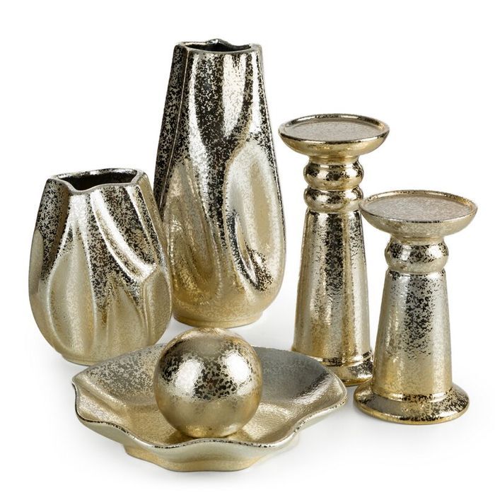 Świecznik ceramiczny Sophia 11x11x20 szampański 02