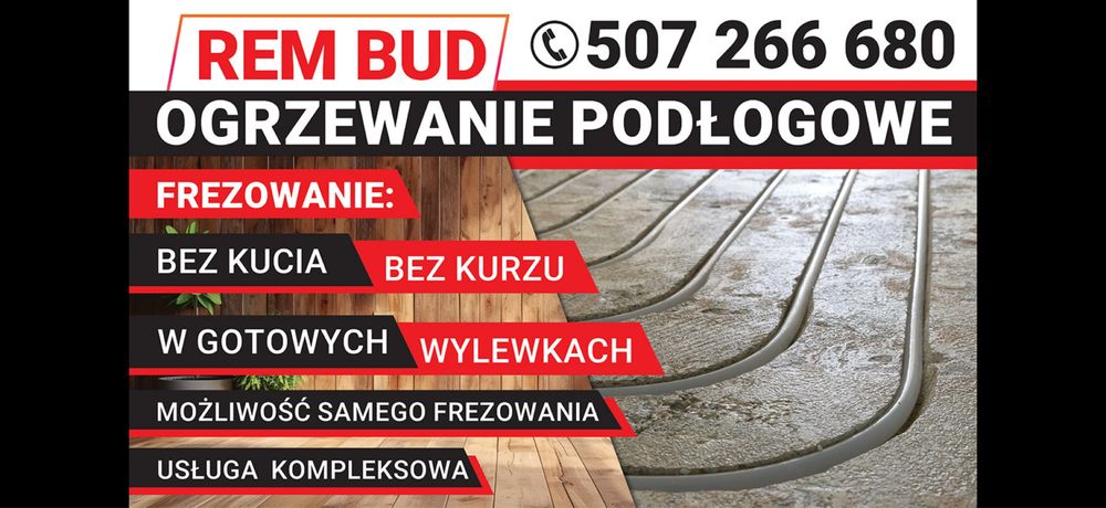 Frezowanie pod ogrzewanie podłogowe. Kompleksowa usługa. Wynajm.