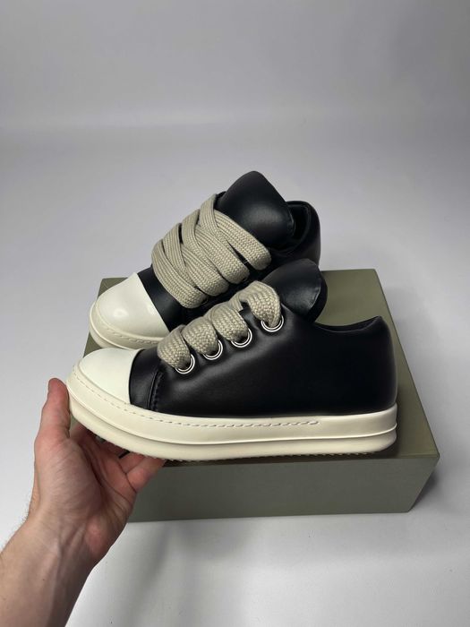 Кеди Rick Owens leather ramones jumbo lace laces кроссовки кожаные 40