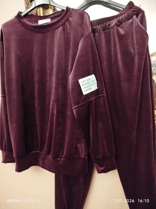 Dres welurowy burgund/śliwka