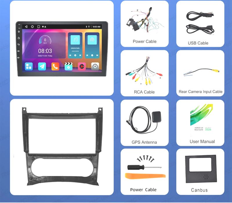 RÁDIO GPS ANDROID 13 MERCEDES CLASSE C W204 / GLK X204 08-12