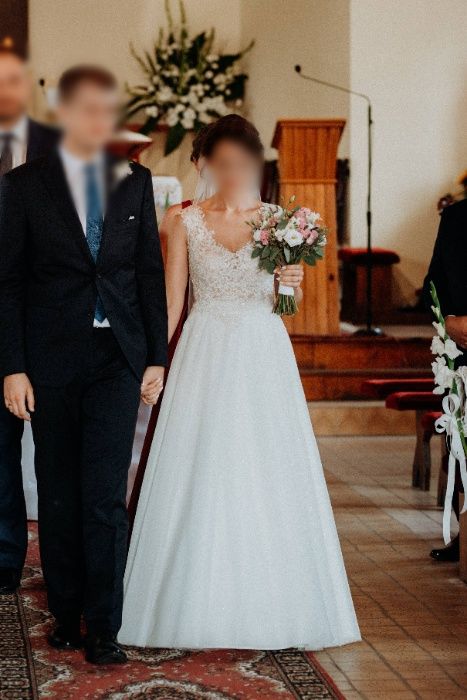 Suknia ślubna r. 34 36 kość słoniowa Stella Estelle + welon