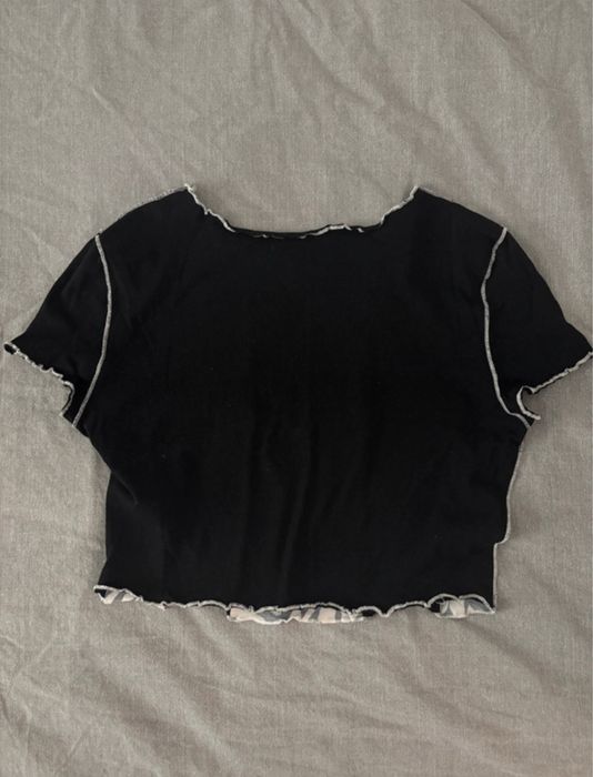 Crop top czarny zebra