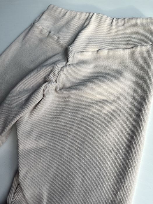 Beżowe legi Lenoshka XS S legginsy w prążek push up modelujące