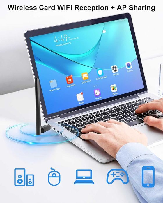 Karta sieciowa dwupasmowa WI-FI ADAPTER USB 650Mbps dual band 2.4G 5G