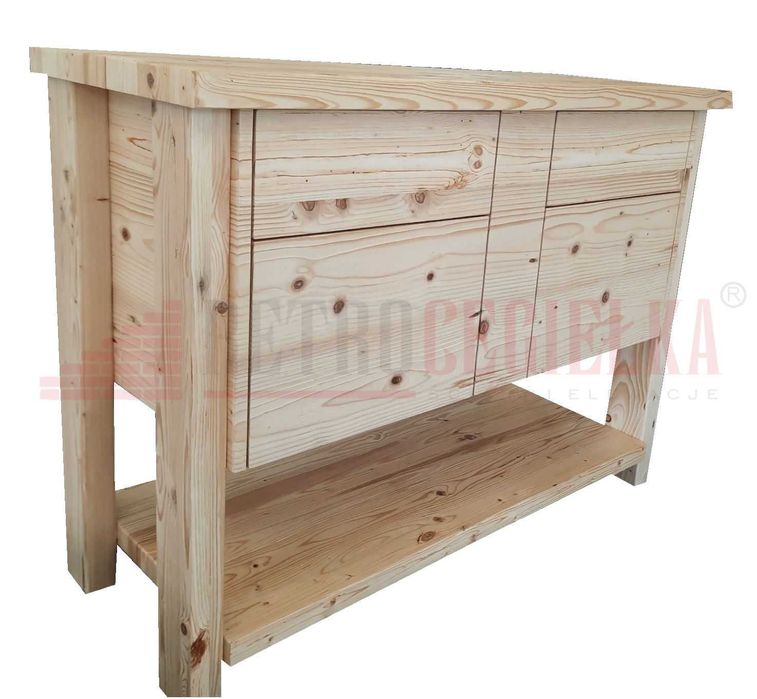 Szafka łazienkowa, stare drewno heblowane, cztery szuflady, tip on