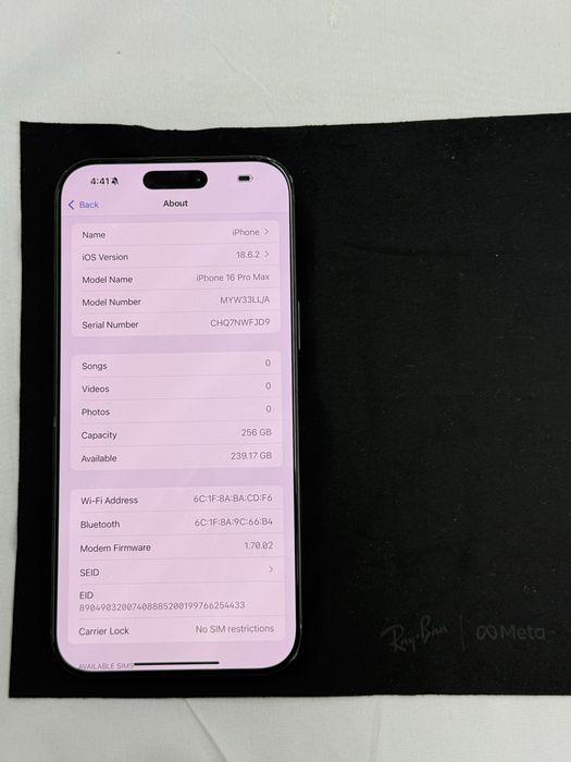 Iphone 16 pro max 256