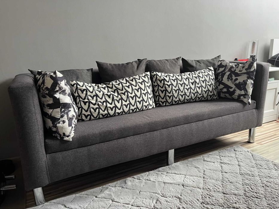 Kanapa Sofa 170 x 67 cm tkanina odcienie szarości