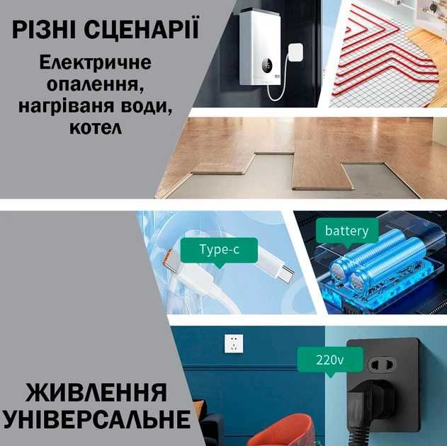 Wi-Fi термостат з бездротовим підключенням до котла (Tuya/Smart Life)