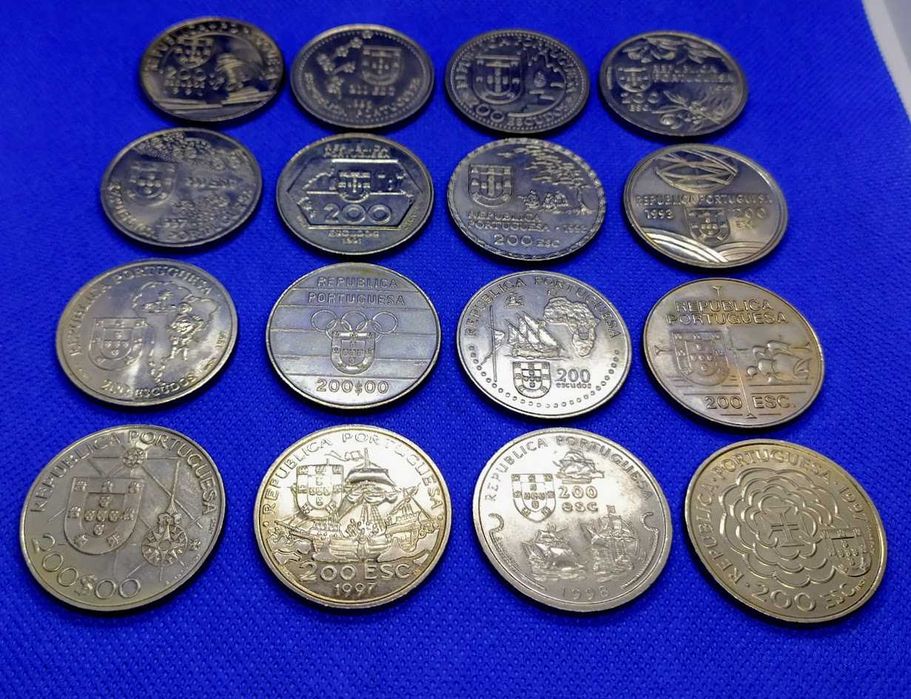 Lote de 16 moedas comemorativas 200 Escudos cuproníquel