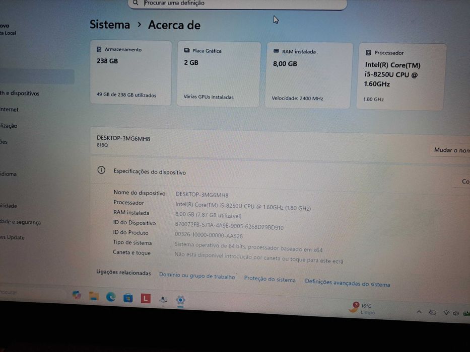 Lenovo 320S 15IKB I5 Geração Windows11 256 Gb SSD 8 Gb Ram c/Novo Garantia