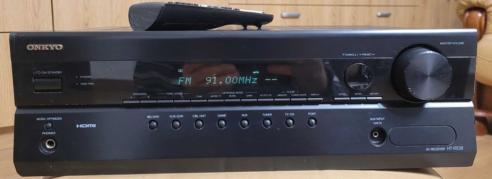 Onkyo HT-R538 uszkodzony amplituner 5.1 HDMI z pilotem
