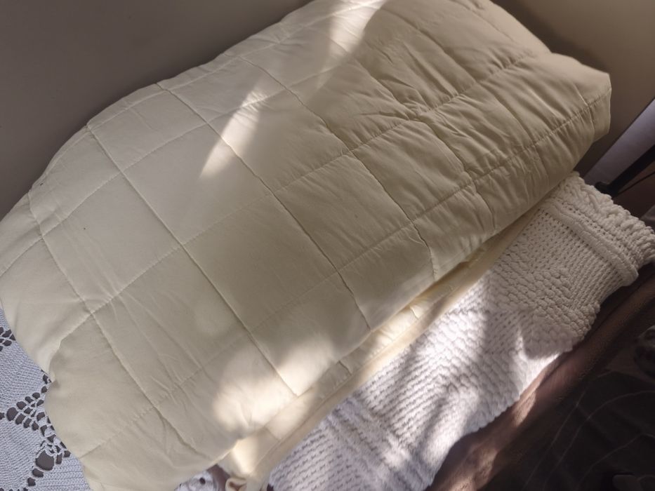 Manta pesada 9 kg 200x230 cm tecido creme-claro