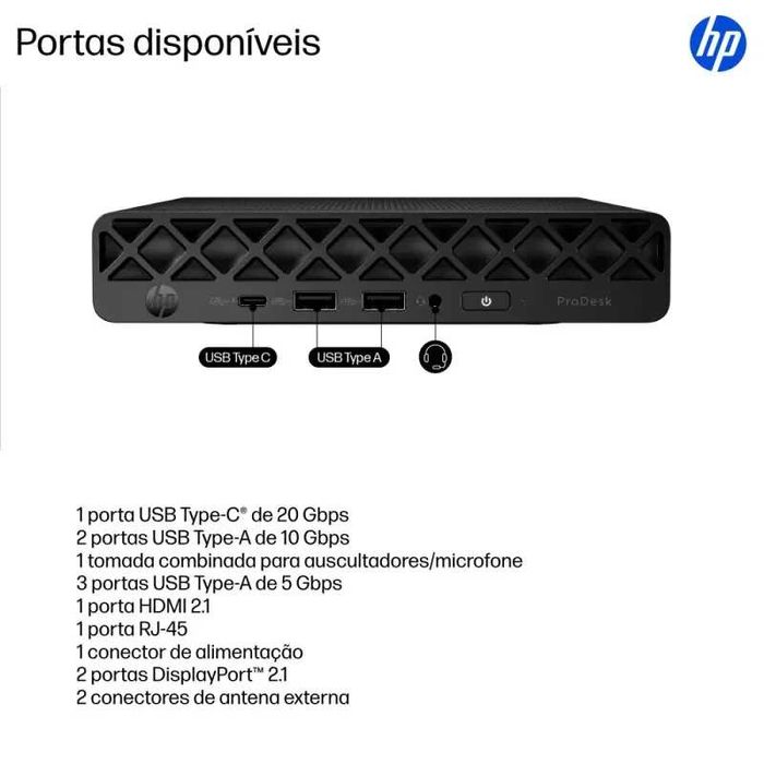 Mini-Pç HP ProDesk 4 G1i (2025) Ai|Intel Core Ultra 5 235T 5.0G|16GB-DDr5|512GB|5G+BT|W11