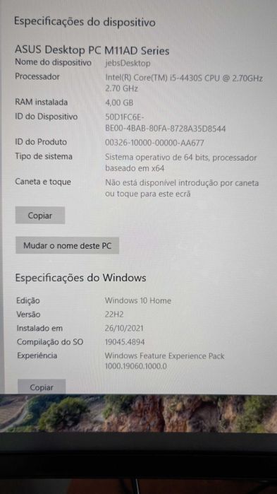 PC Asus torre Intel i5