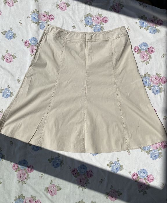 Beżowa spódnica do kolan XL 42 marks&spencer vintage bawełna basic