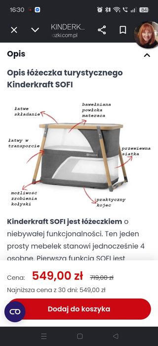 Łóżeczko kołyska Kinderkraft Sofi