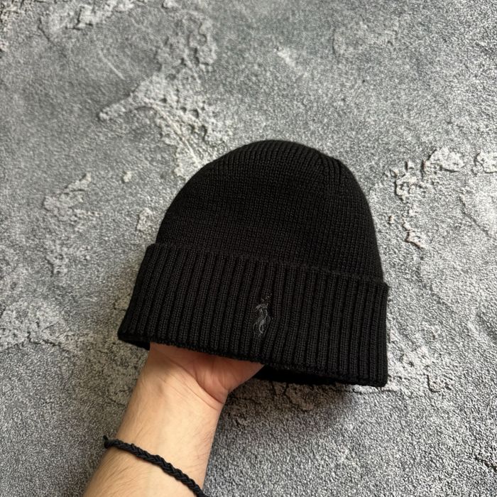 Шапка polo ralph lauren чорного кольору на теплому флісі, ральф поло