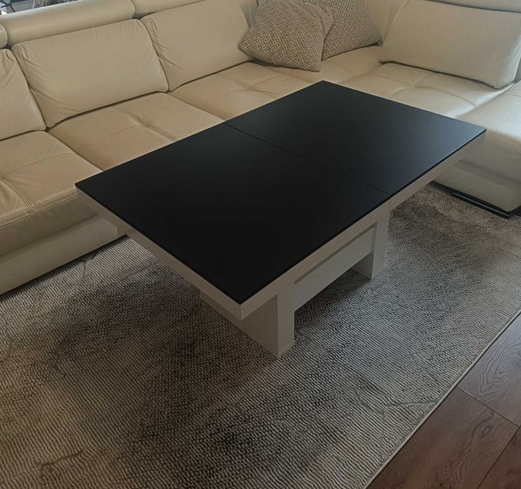 Ławostół biały połysk blat czarny matowy