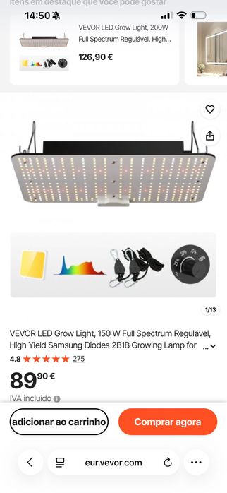 Luzes Cultivo Vevor 300w