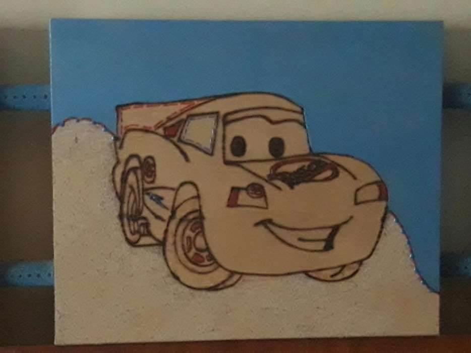 Quadro Madeira Faísca mcqueen 85 cm