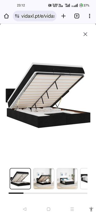 Cama Otomana Casal (140x190) NOVA NA CAIXA + Colchão – Cinza Escuro