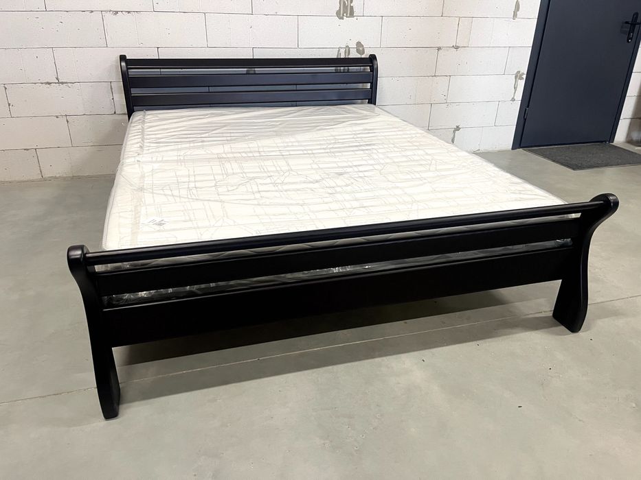 Ліжко двоспальне деревʼяне, матрац новий двоспальний до ліжка з дерева