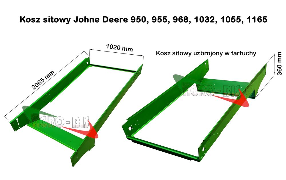 Kosz sitowy Johne Deere 950, 955, 968, 1032, 1055, 1165
