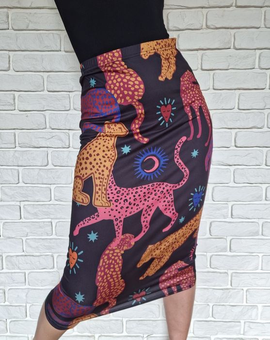 Spodnica Tuba Midi Spódniczka w kolorowe Pantery 38