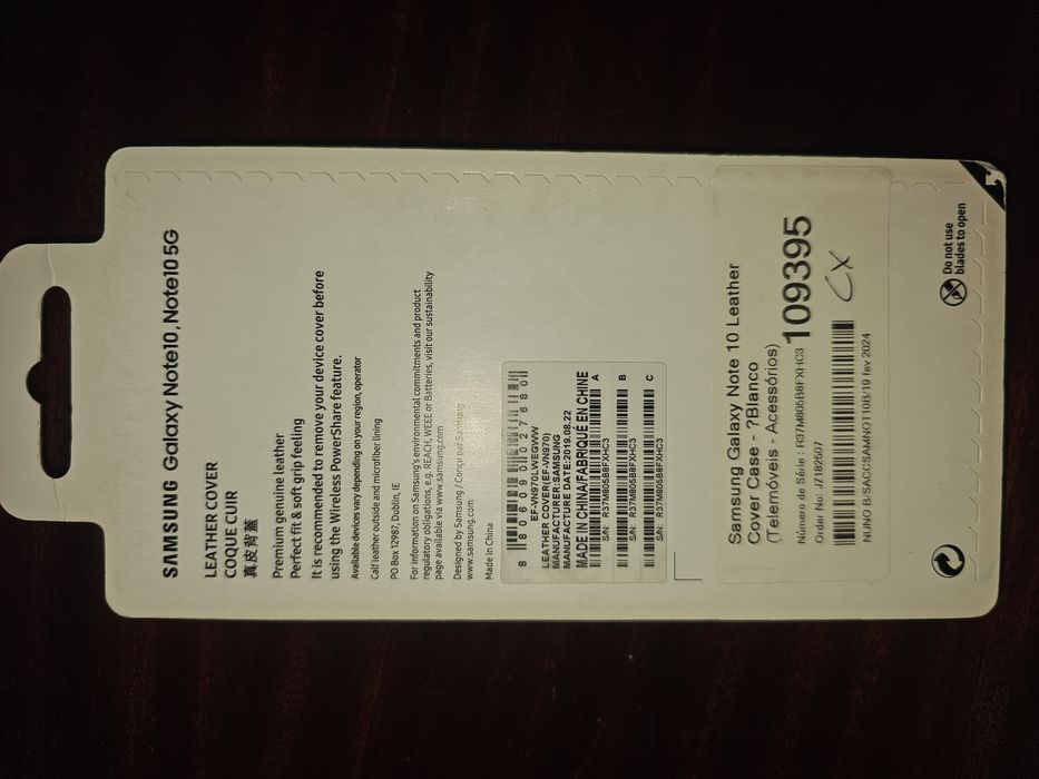Capa Samsung Note 10 em Pele Genuína, cor Branca.