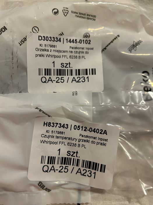Grzałka z miejscem na czujnik do pralki Whirlpool
