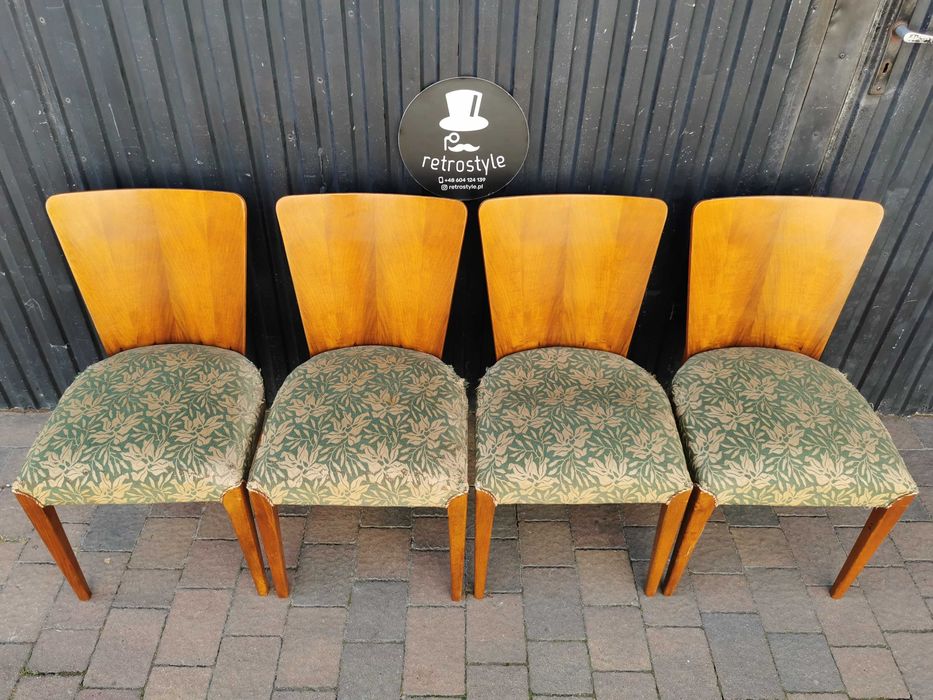 Krzesła ART DECO H-214 proj. J. Halabala, Czechosłowacja 30-50, Retro