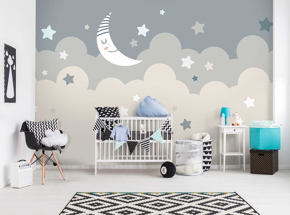 Fototapeta Dla Dzieci Księżyc Noc Sen Chmurki 3D Twój Rozmiar + KLEJ
