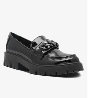 Czarne lakierowane loafersy dziewczęce, DeeZee, r.32/33 -