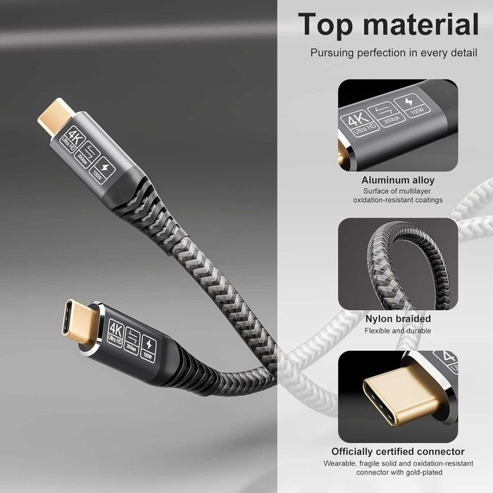 CAKOBLE USB C 5 m, USB C 3.2 Gen2, 20Gb/s, 100W, 20 V/5A, C, 4K 60Hz