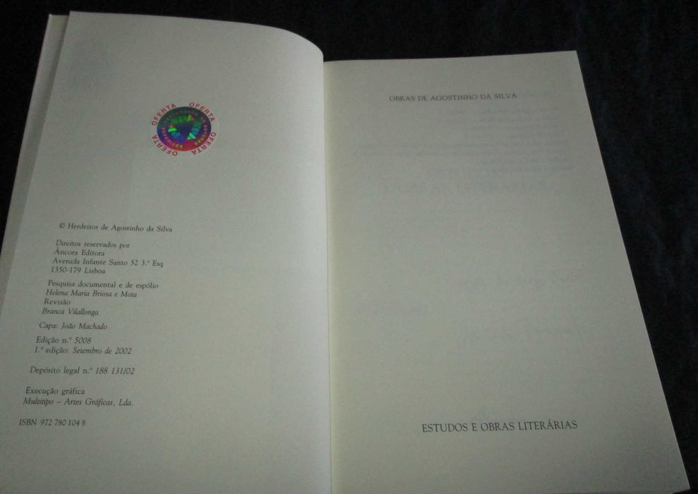 Livro Estudos e Obras Literárias Agostinho da Silva