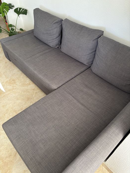 Sofá-cama de canto c/arrumação