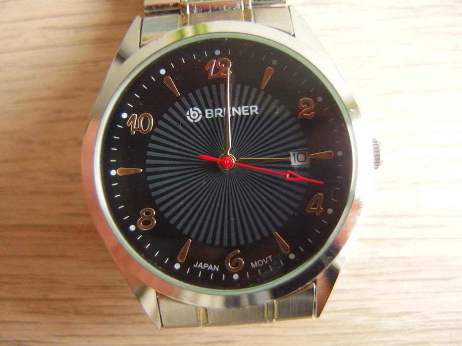 fi 37mm zgrabny męski zegarek BRENER japan movt datownik quartz
