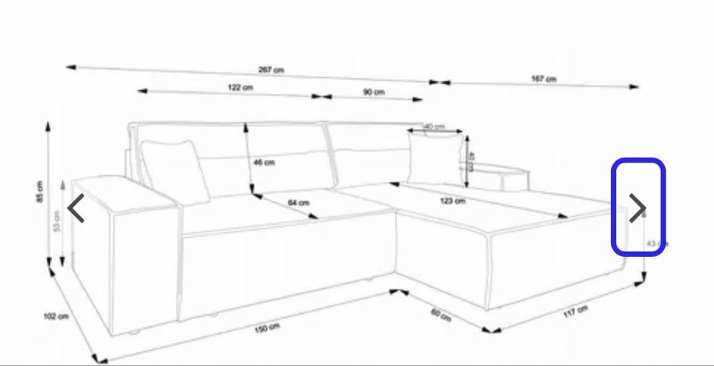 Szary sztruksowy narożnik