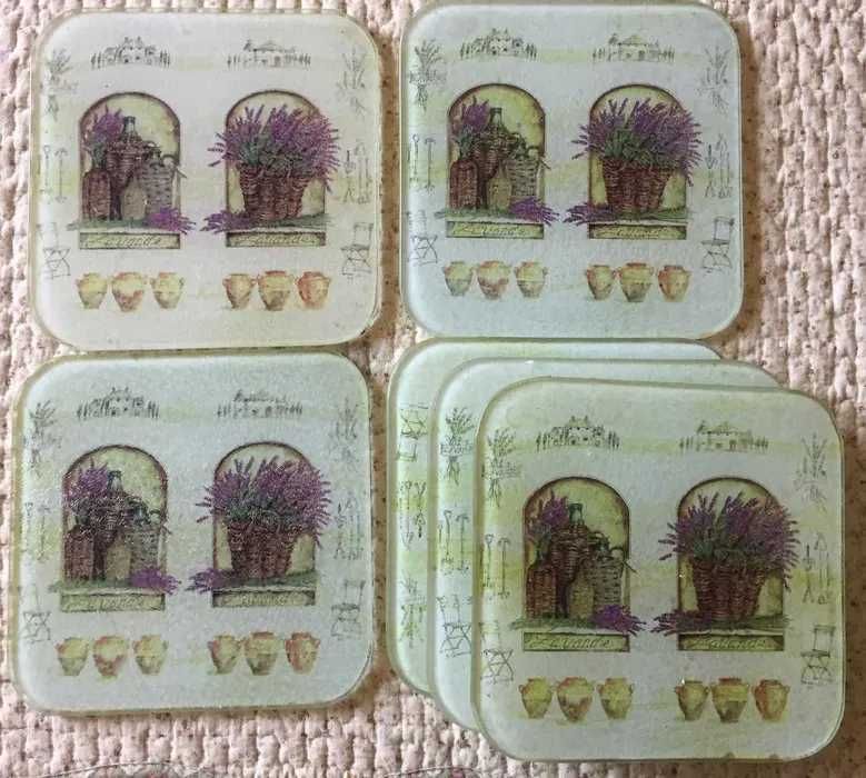 Podkładka x8 szklana duża 19x19x5cm LAWENDA Toscania