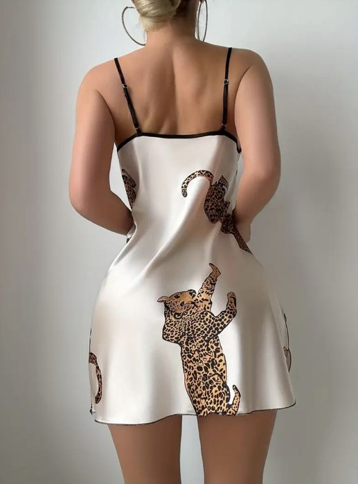 Piżama  damska  lampart - beżowa