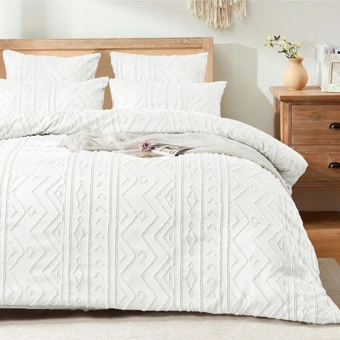 Luofanfei zestaw pościeli kołdra 220x240+2x65x65  bawełna biała BOHO