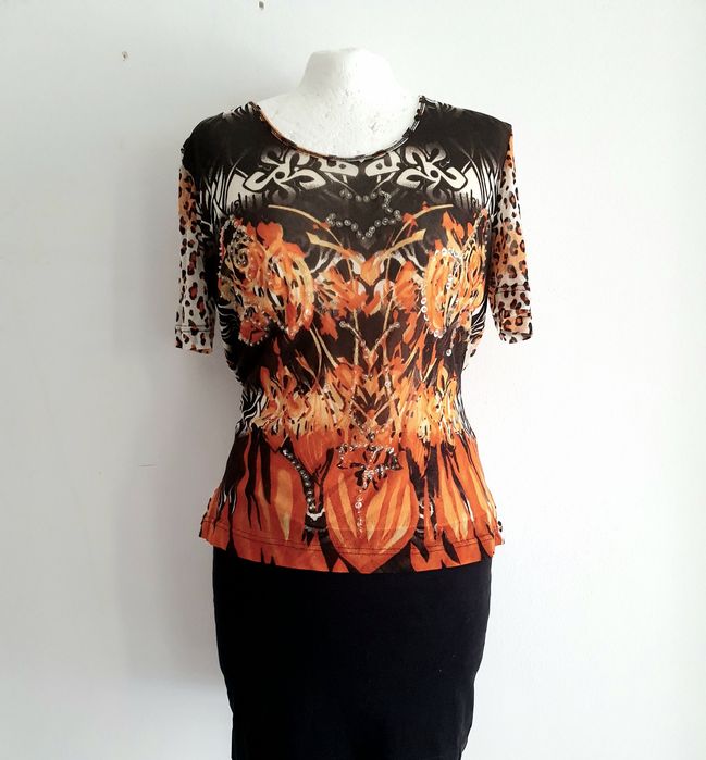 OKAZJA oryginalna bluzka bluzeczka panterka etno