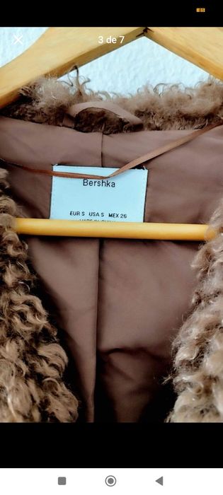 Casaco Bershka  Efeito Pêlo Castanhk