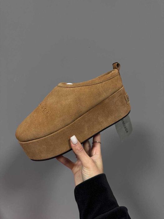 Уггі Balenciaga Alaska Soft Platform Mulest Chestnut premium | Угги натуральные жіночі