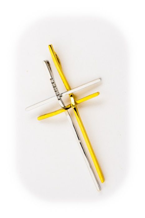Duży Złoty Krzyż - 14K - 5,38g - Diamenty - KRAKÓW
