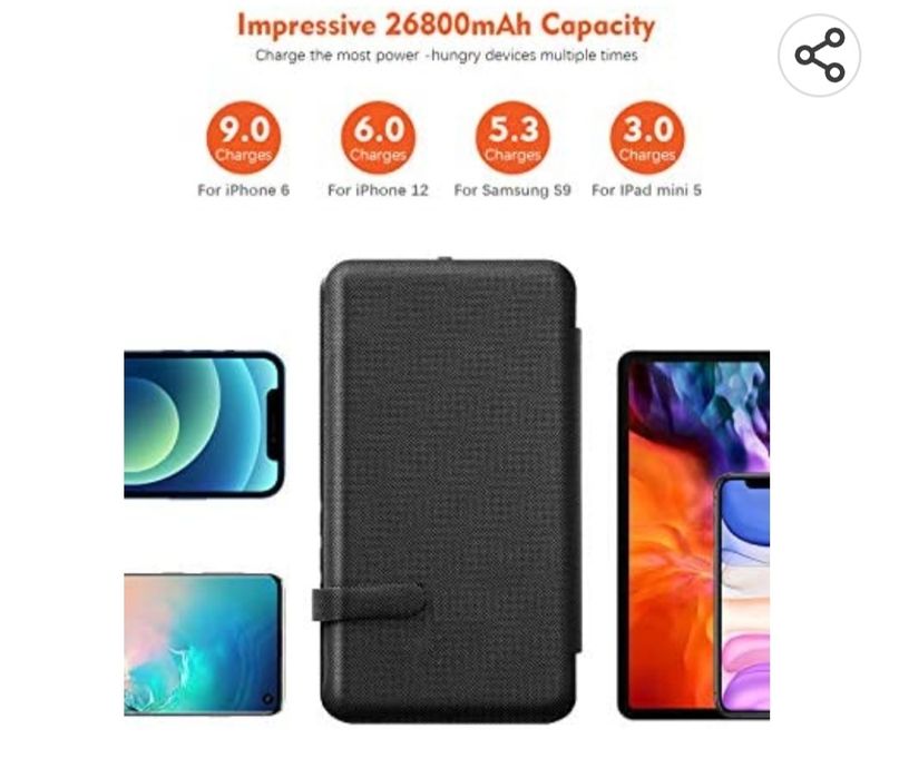 Elzle Solar Power Bank 26800MАч, сонячний заряд з 4 сонячними панелями