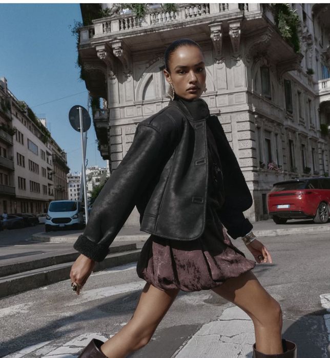 Авіатор Дублянка zara s-m чорна тренд коротка курточка