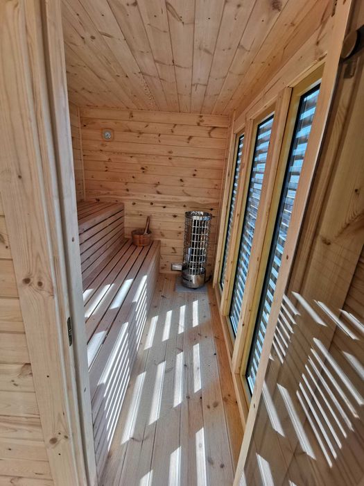Sauna Ogrodowa 4x2m dwa poziomy ławek Ocieplona Zestaw Raty Leasing